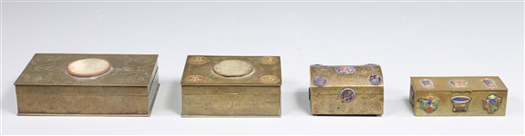 Group of Four Antique Chinese Brass Boxes