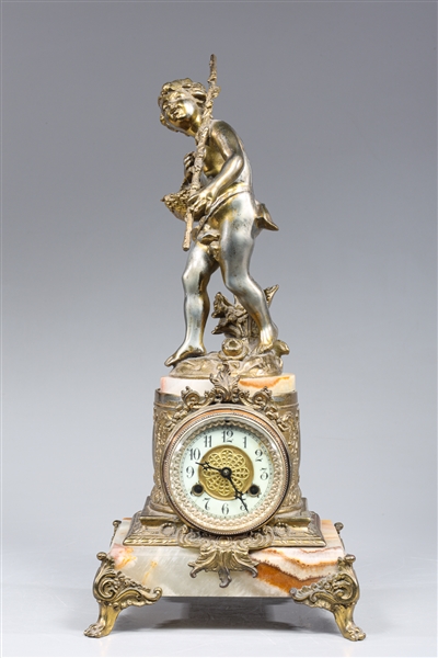 Antique Jennings Brothers Brass Mantle Clock