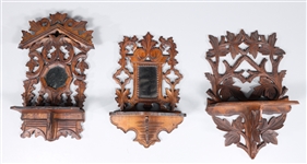 Group of Three Vintage Black Forest Wall Shelves