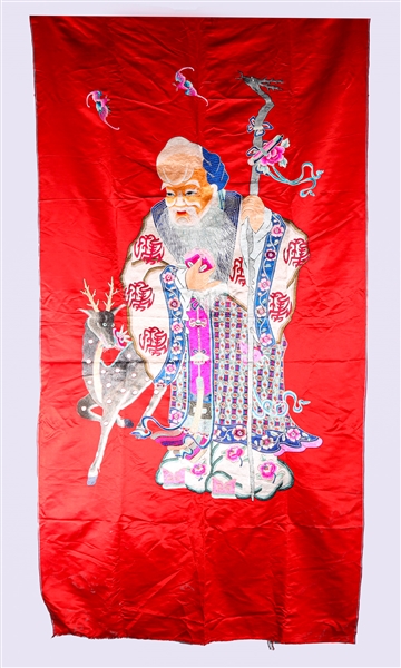 Large Chinese Embroidered Silk Panel
