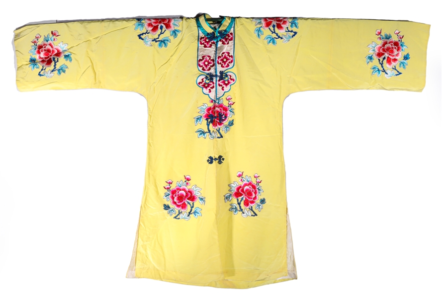 Vintage Chinese Yellow Embroidered Robe