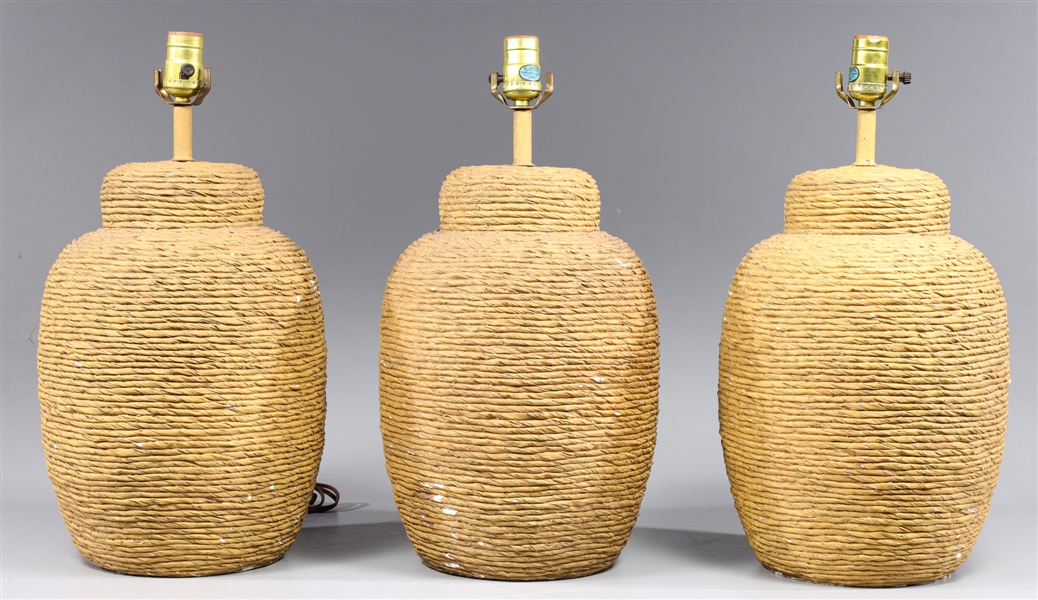 Group of Three Basket Table Lamps