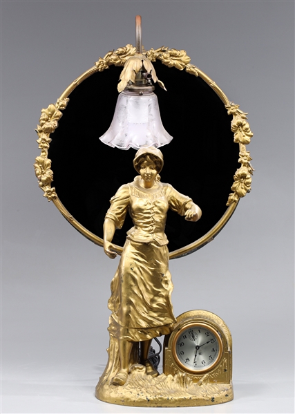 Vintage Gilded Mantle Clock Lamp