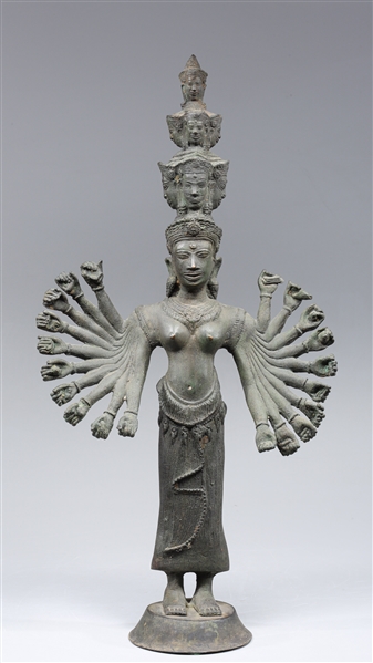 Large Antique Khmer Style Bronze Figure