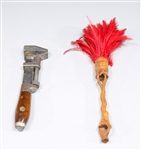 Group of Two Antique Feather Duster and Wrench