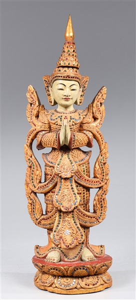 Vintage Carved Thai Thepphanom Standing Figure