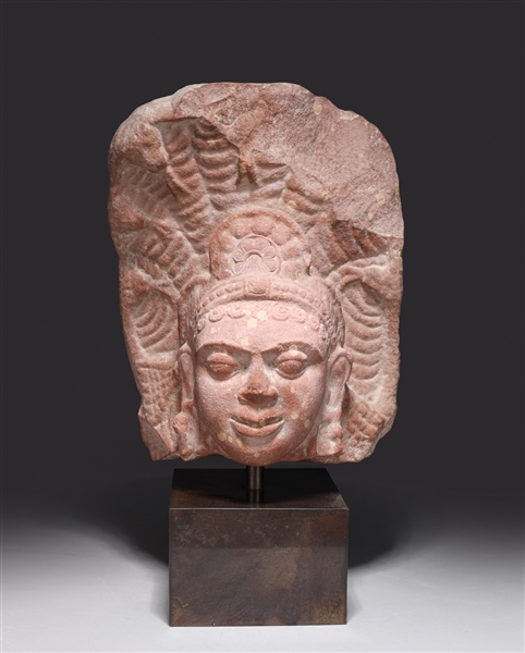 12th Century Carved Sandstone Bust of Nagaraja