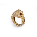 18K Yellow Gold Diamond & Ruby Panther Ring