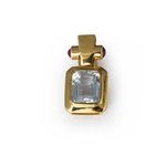18K Yellow Gold Pendant with Rubies & Emerald Cut Topaz