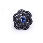 Blackened Sterling Silver Ring with Kyanite & Blue Sapphires by Victor Loo