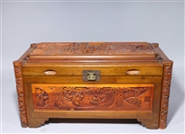 Chinese Carved Wood Blanket Chest