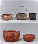 Group of Six Various Wicker Baskets
