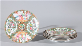 Group of Antique Chinese Famille Rose Enameled Porcelain Export Style Plates