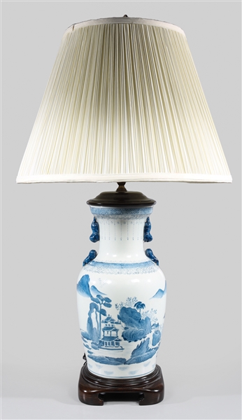 Chinese Blue & White Porcelain Vase Mounted as Lamp
