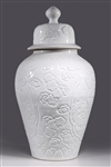 Large Chinese Blanc de Chine Covered Porcelain Vase