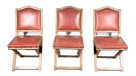 Group of Three Vintage Naugahyde Folding Chairs