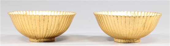 Pair Gilded Flower Form Bowls
