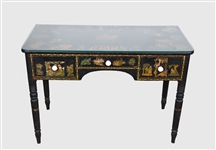 Antique Black Decoupage Desk