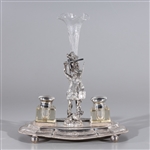Silver & Glass Pen & Ink Stand